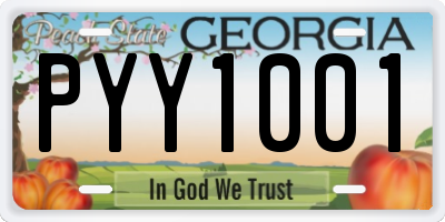 GA license plate PYY1001