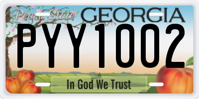 GA license plate PYY1002
