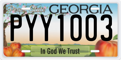 GA license plate PYY1003
