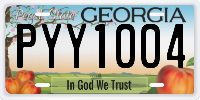 GA license plate PYY1004