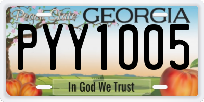 GA license plate PYY1005