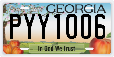 GA license plate PYY1006