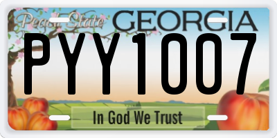 GA license plate PYY1007