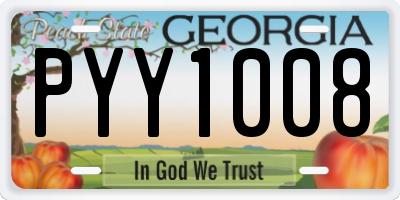 GA license plate PYY1008