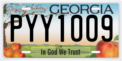 GA license plate PYY1009