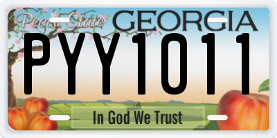 GA license plate PYY1011