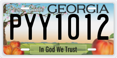 GA license plate PYY1012