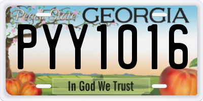 GA license plate PYY1016