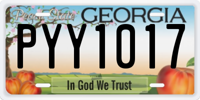 GA license plate PYY1017