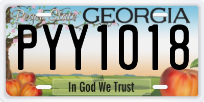 GA license plate PYY1018
