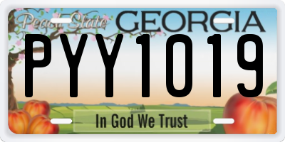 GA license plate PYY1019