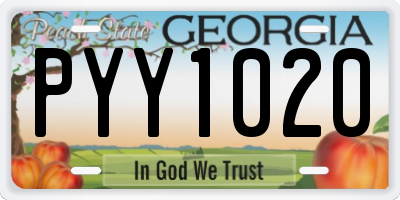 GA license plate PYY1020