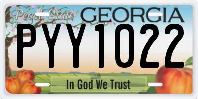 GA license plate PYY1022