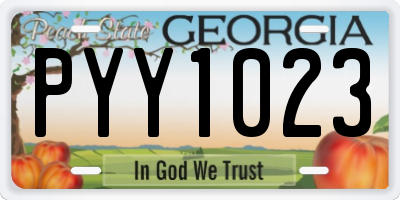 GA license plate PYY1023