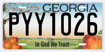 GA license plate PYY1026