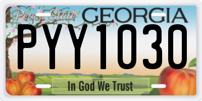 GA license plate PYY1030
