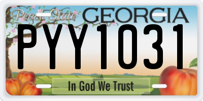 GA license plate PYY1031