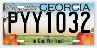 GA license plate PYY1032