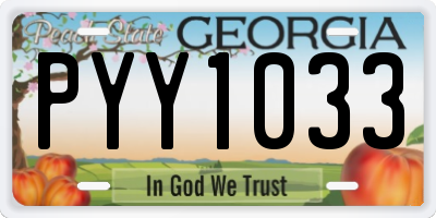 GA license plate PYY1033