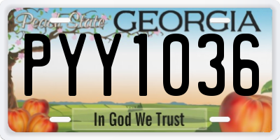 GA license plate PYY1036