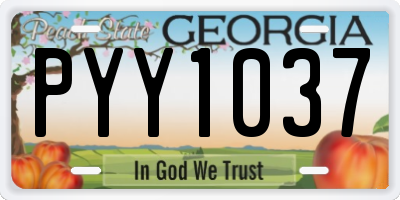 GA license plate PYY1037