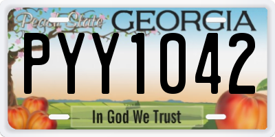 GA license plate PYY1042