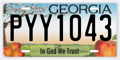 GA license plate PYY1043