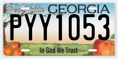 GA license plate PYY1053