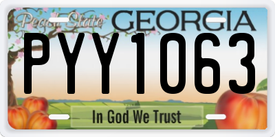 GA license plate PYY1063