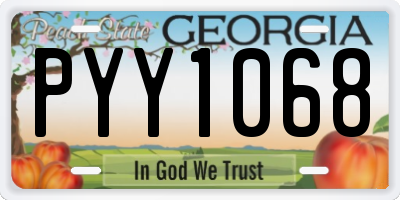 GA license plate PYY1068