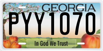 GA license plate PYY1070