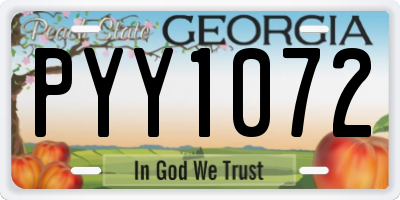 GA license plate PYY1072