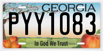 GA license plate PYY1083
