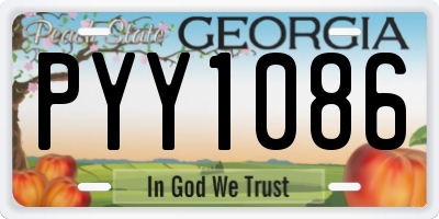 GA license plate PYY1086