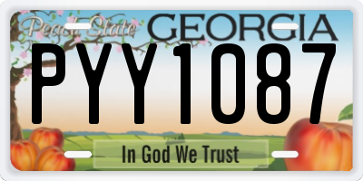 GA license plate PYY1087
