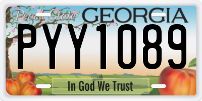 GA license plate PYY1089