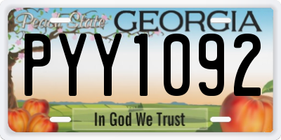 GA license plate PYY1092