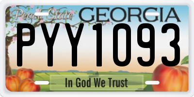 GA license plate PYY1093