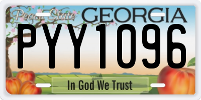 GA license plate PYY1096