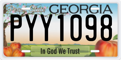 GA license plate PYY1098