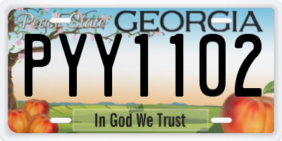 GA license plate PYY1102