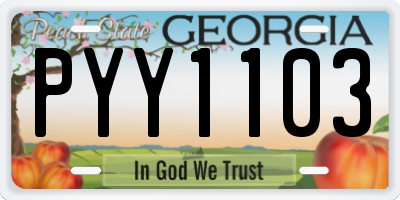 GA license plate PYY1103
