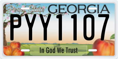 GA license plate PYY1107