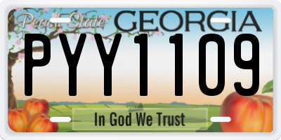 GA license plate PYY1109