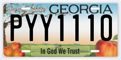 GA license plate PYY1110