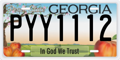 GA license plate PYY1112