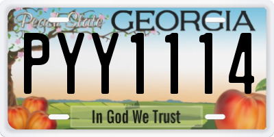 GA license plate PYY1114