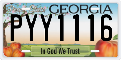 GA license plate PYY1116