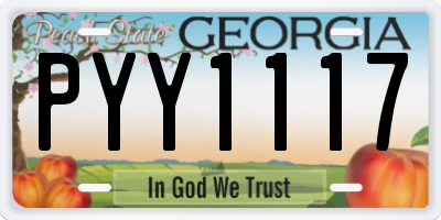 GA license plate PYY1117