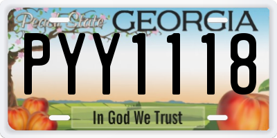 GA license plate PYY1118